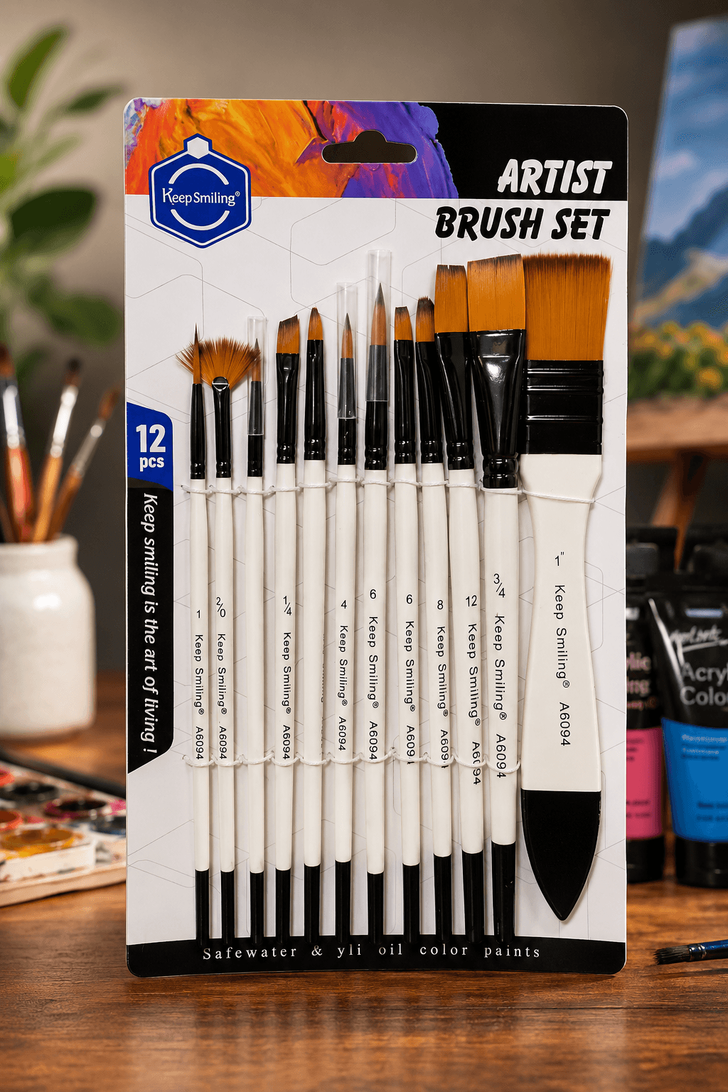 Keep Smiling Artist White Pearl 12pcs Mix Brush Set