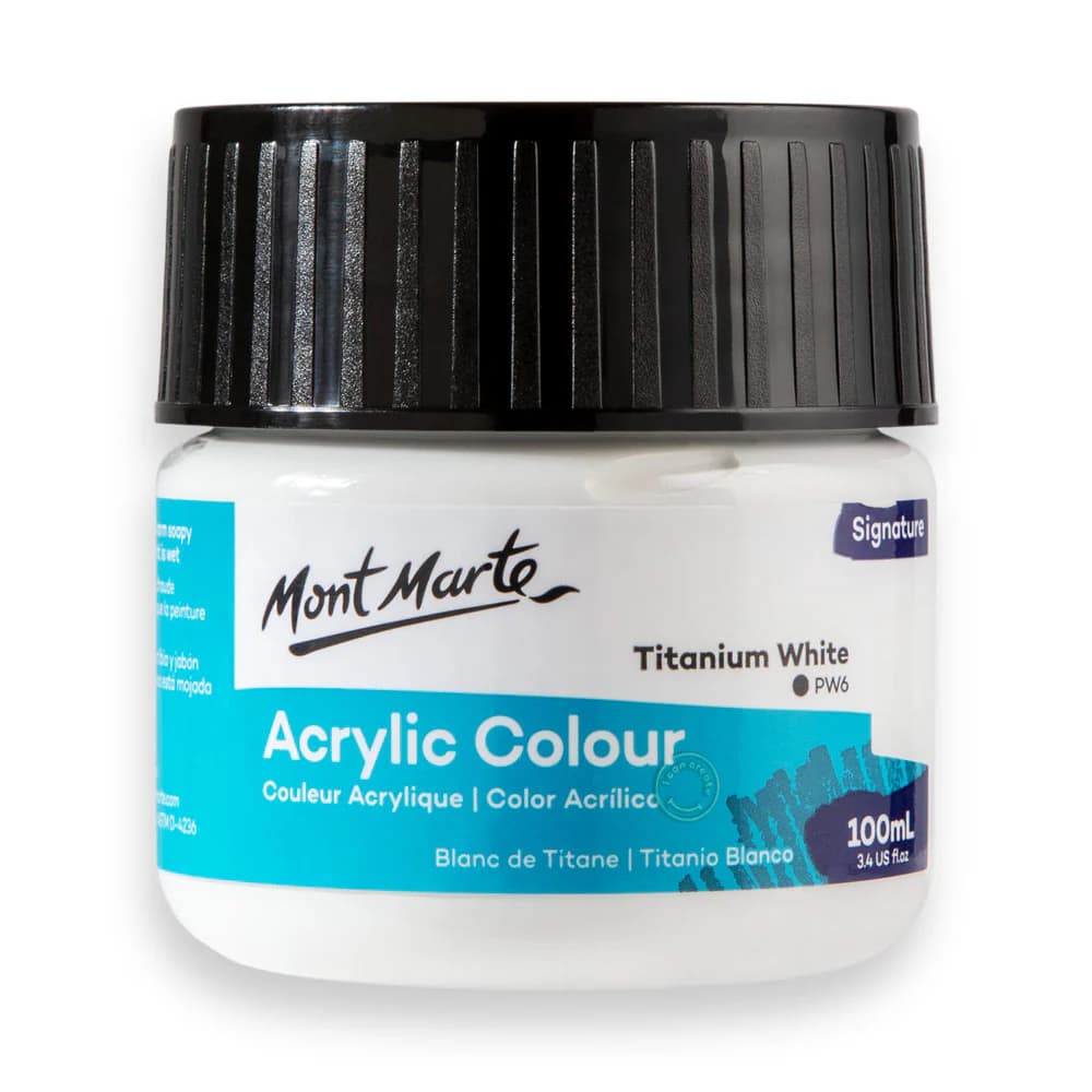 Mont Marte Acrylic Colour Paint 100ml-Titanium White