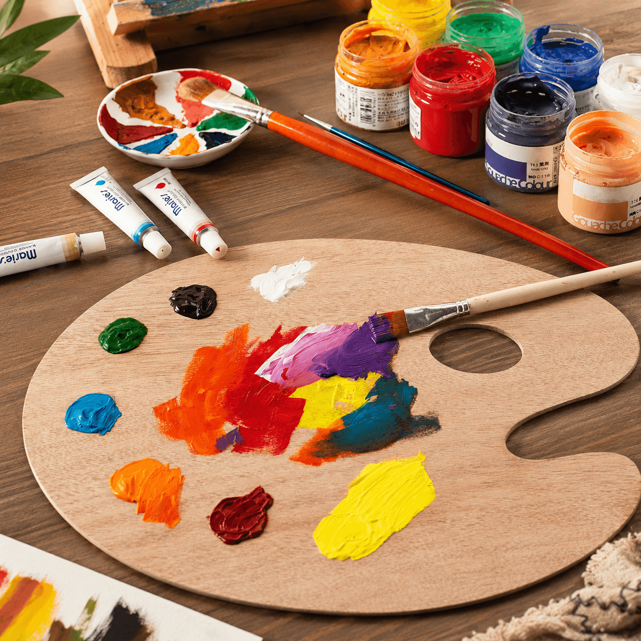 Classic White Plastic Paint Mixing Palette for Artists